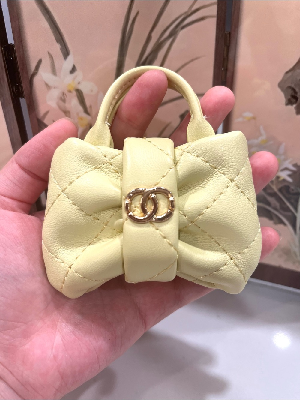 Yellow Quilted Bow Mini Handbag Charm